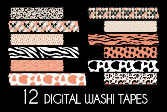 Download Orange Animal Prints Washi Tapes Pattern - Anima Collection