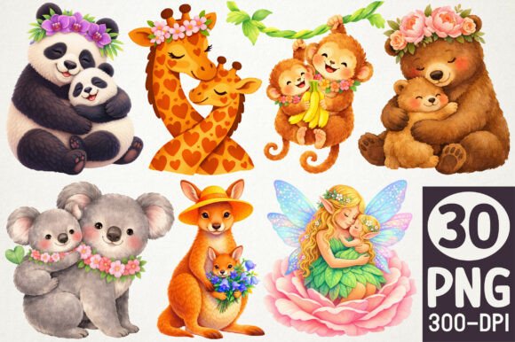 Download Cute Animal Family Clipart Bundle PNG - Anima Collection