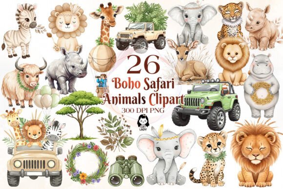 Download Cute Safari Animal Sublimation Clipart - Anima Collection