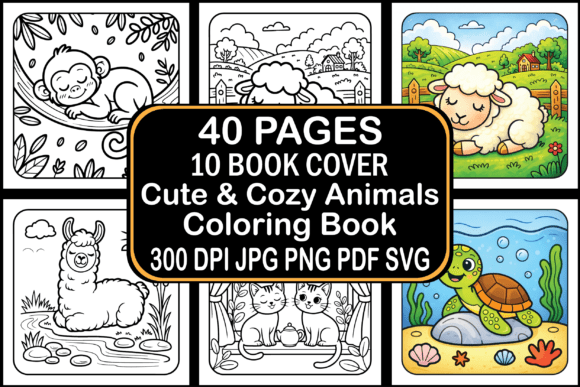 Download Cute &amp; Cozy Animals Coloring Book - Anima Collection