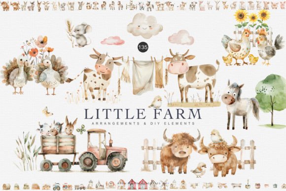 Download Huge Set Watercolor Farm Animal Clipart - Anima Collection