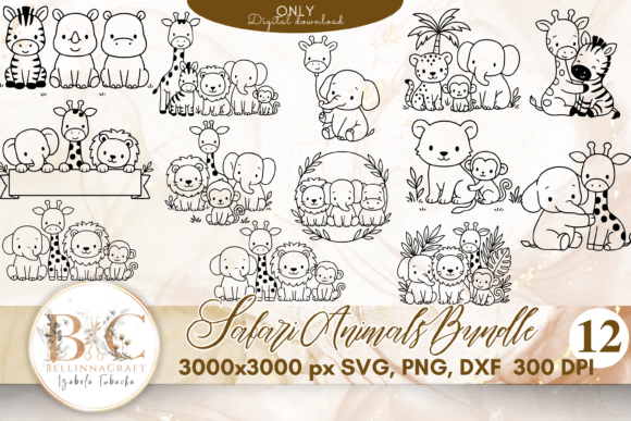 Download Safari Animals Bundle SVG PNG DXF - Anima Collection
