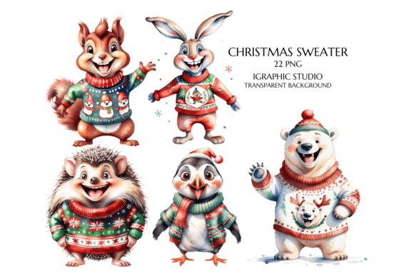 Download Christmas Animal in Sweater Clipart - Anima Collection