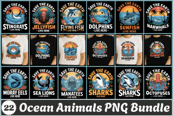 Download Ocean Animals PNG Sublimation Bundle - Anima Collection