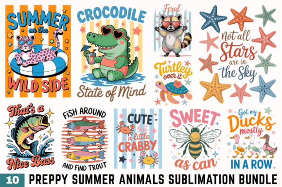 Download Preppy Summer Animals Sublimation Design - Anima Collection