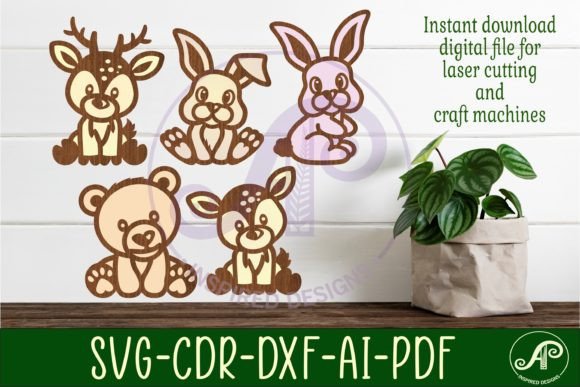 Download Woodland Animals Set 1 Two Layer Laser - Anima Collection