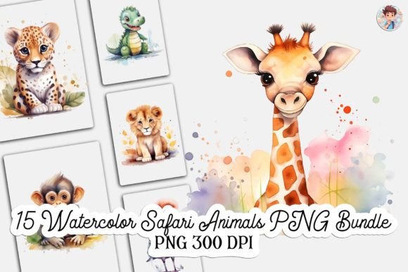 Download 15 Watercolor Safari Animals PNG Bundle - Anima Collection