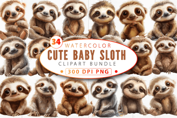 Download Cute Baby Sloth Nursery Animal Clipart - Anima Collection