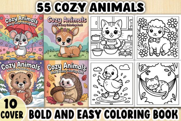 Download Bold and Easy Cozy Animals Coloring Book - Anima Collection