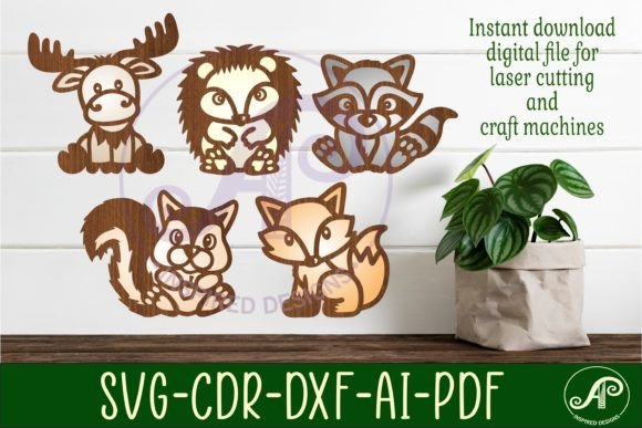 Download Woodland Animals Set 2 Two Layer Laser - Anima Collection