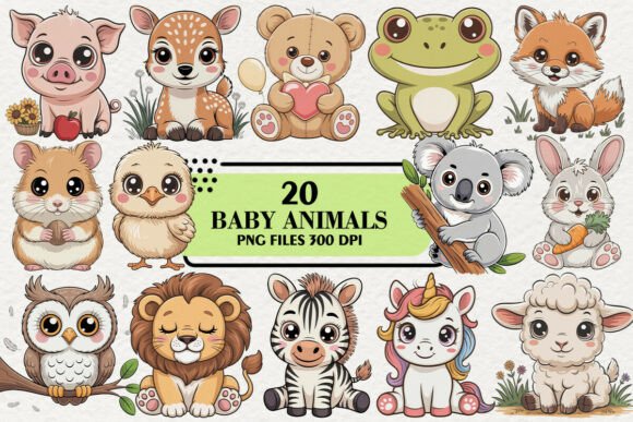 Download Kawaii Baby Animals Clipart Bundle - Anima Collection