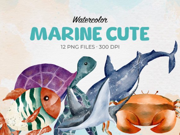 Download Watercolor Marine Sea Animal Clipart - Anima Collection