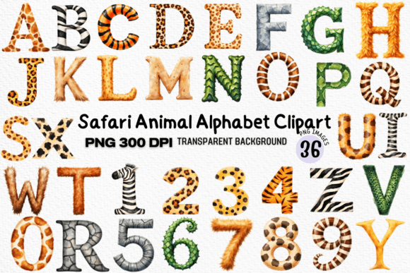 Download Safari Animal Alphabet Clipart Bundle - Anima Collection