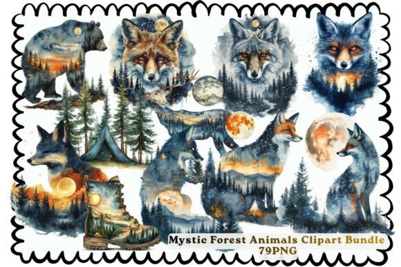 Download Mystic Forest Animals Clipart Bundle PNG - Anima Collection