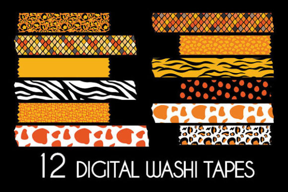 Download Orange Animal Prints Washi Tapes Pattern - Anima Collection