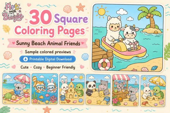 Download Sunny Beach Cozy Animals Buddies Pages - Anima Collection