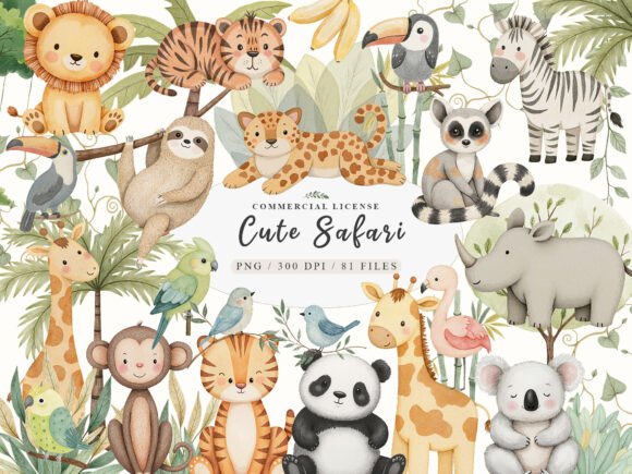 Download Watercolor Cute Boho Baby Safari Animals - Anima Collection