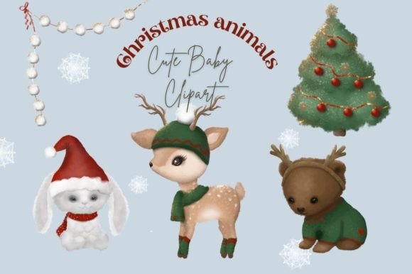 Download Cute Christmas Watercolor Animals Baby C - Anima Collection