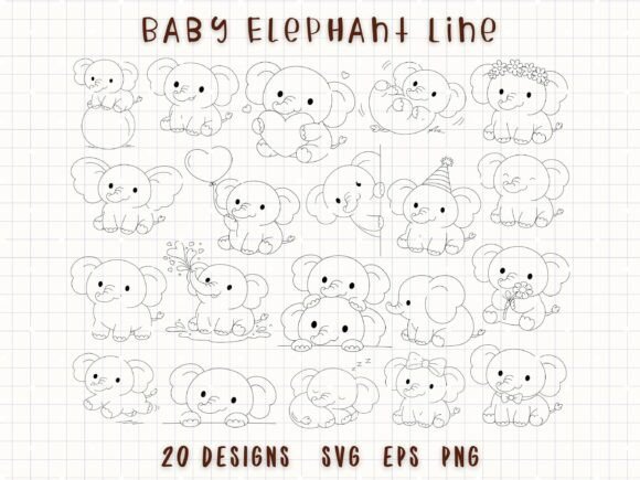 Download Baby Elephant Doodle Cute Animal SVG - Anima Collection