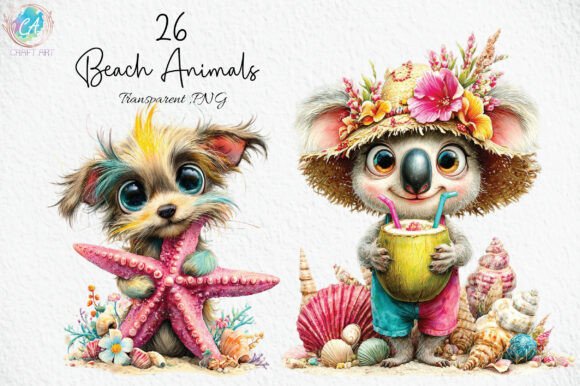Download Whimsical Summer Beach Animals Clipart - Anima Collection