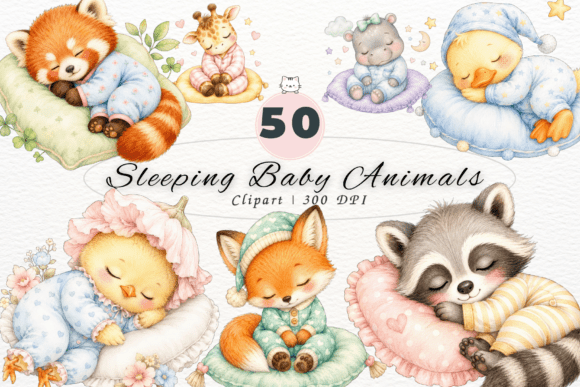 Download Cute Sleeping Baby Animals Clipart PNG - Anima Collection