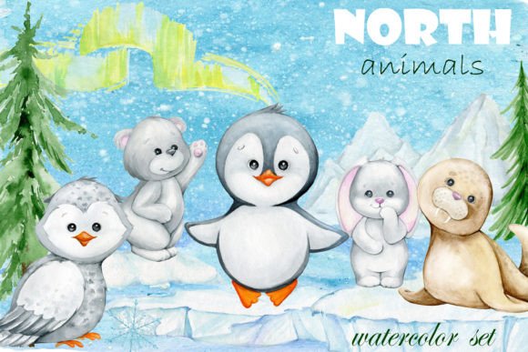 Download Arctic Animal Watercolor Clipart, Winter - Anima Collection