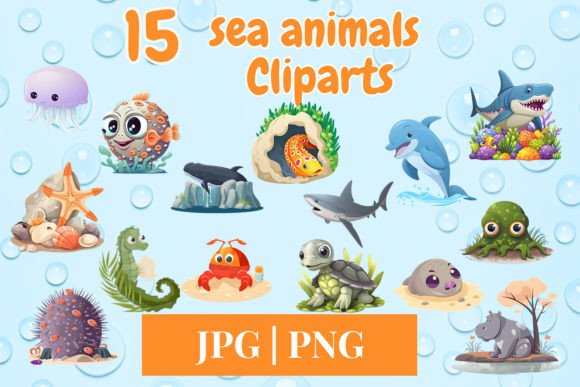Download Sea Animal Clipart Set 640 - Anima Collection