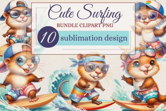 Download Cute Cute Animals Surfers Clipart Bundle - Anima Collection
