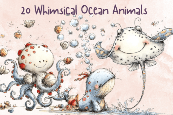 Download Whimsical Ocean Animals Clipart Set - Anima Collection