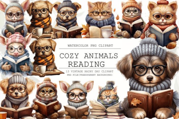 Download Cozy Animals Love Reading Clipart - Anima Collection