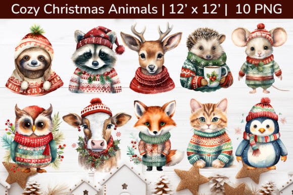 Download Cozy Christmas Animals Clipart - Anima Collection