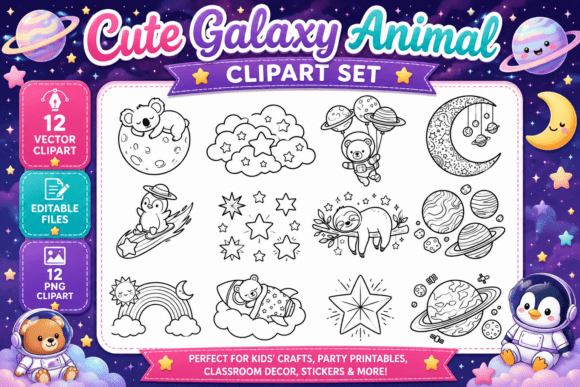 Download Cute Galaxy Animal Digital Clipart PNG - Anima Collection