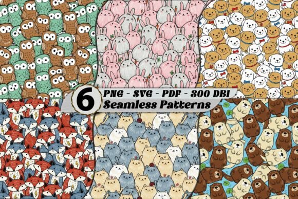 Download Cute Doodle Animal Bundle Patterns SVG - Anima Collection